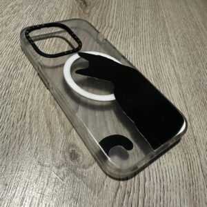 Funda Transparente MagSafe para iPhone 14 Pro - Diseño Gato Negro