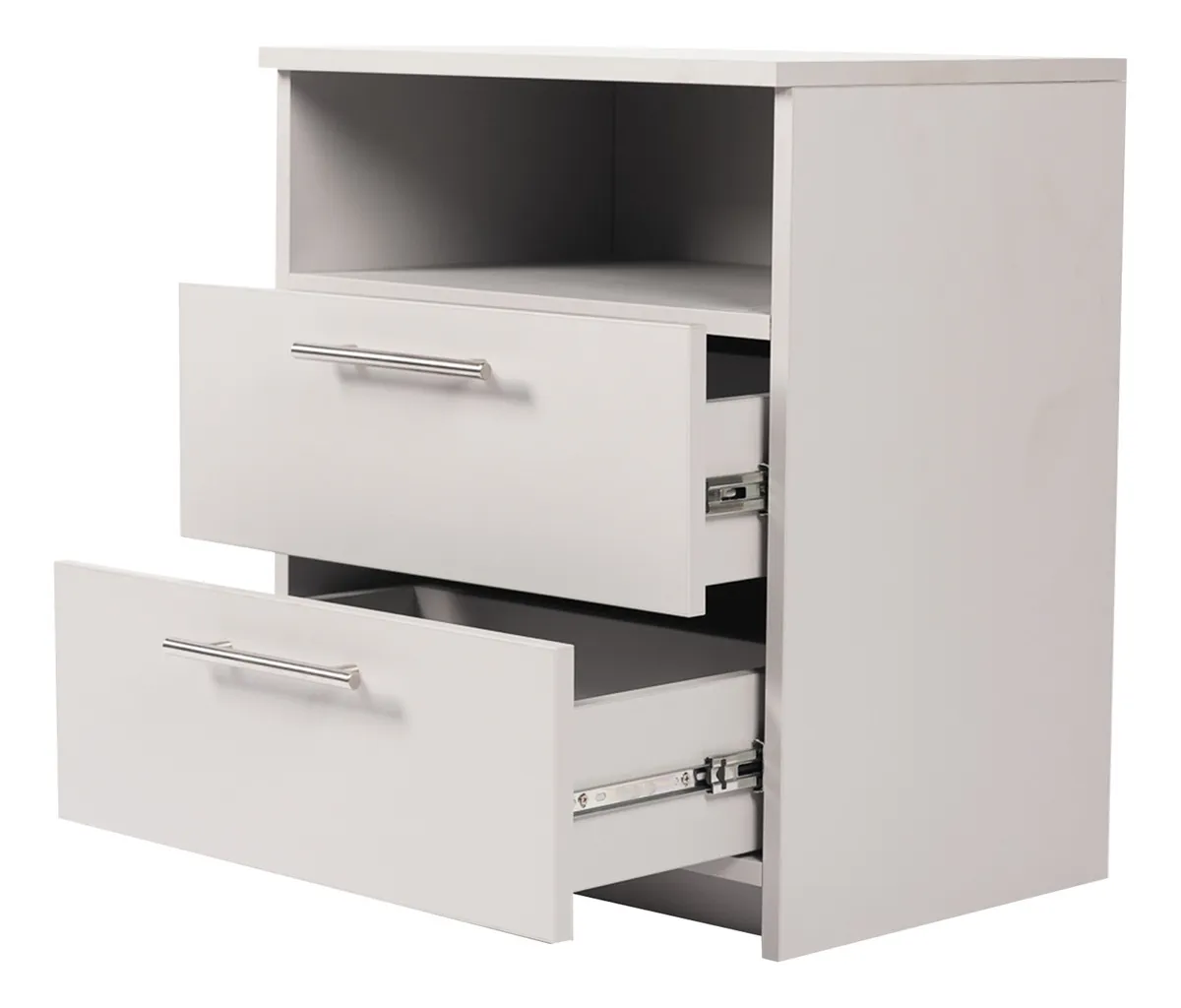 Par de Burós / Mesitas de Noche Blancas Modernas - 2 Cajones y Repisa - Image 2