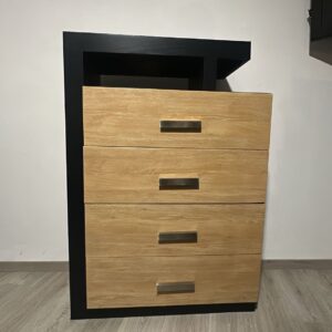 Juego Completo de Muebles para Recámara (5 Pzas) - Negro/Madera y chocolate